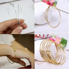 10/20Pcs Silver Plated Expandable Adjustable Bulk Wire Wrapped Bangle Bracelet