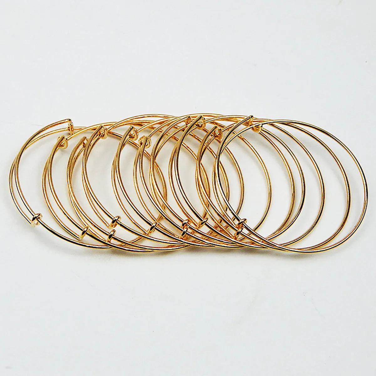 10/20Pcs Silver Plated Expandable Adjustable Bulk Wire Wrapped Bangle Bracelet