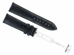 22MM LEATHER DEPLOYMENT STRAP BAND DEPLOYMENT CLASP FOR FRANCK MULLER BLACK