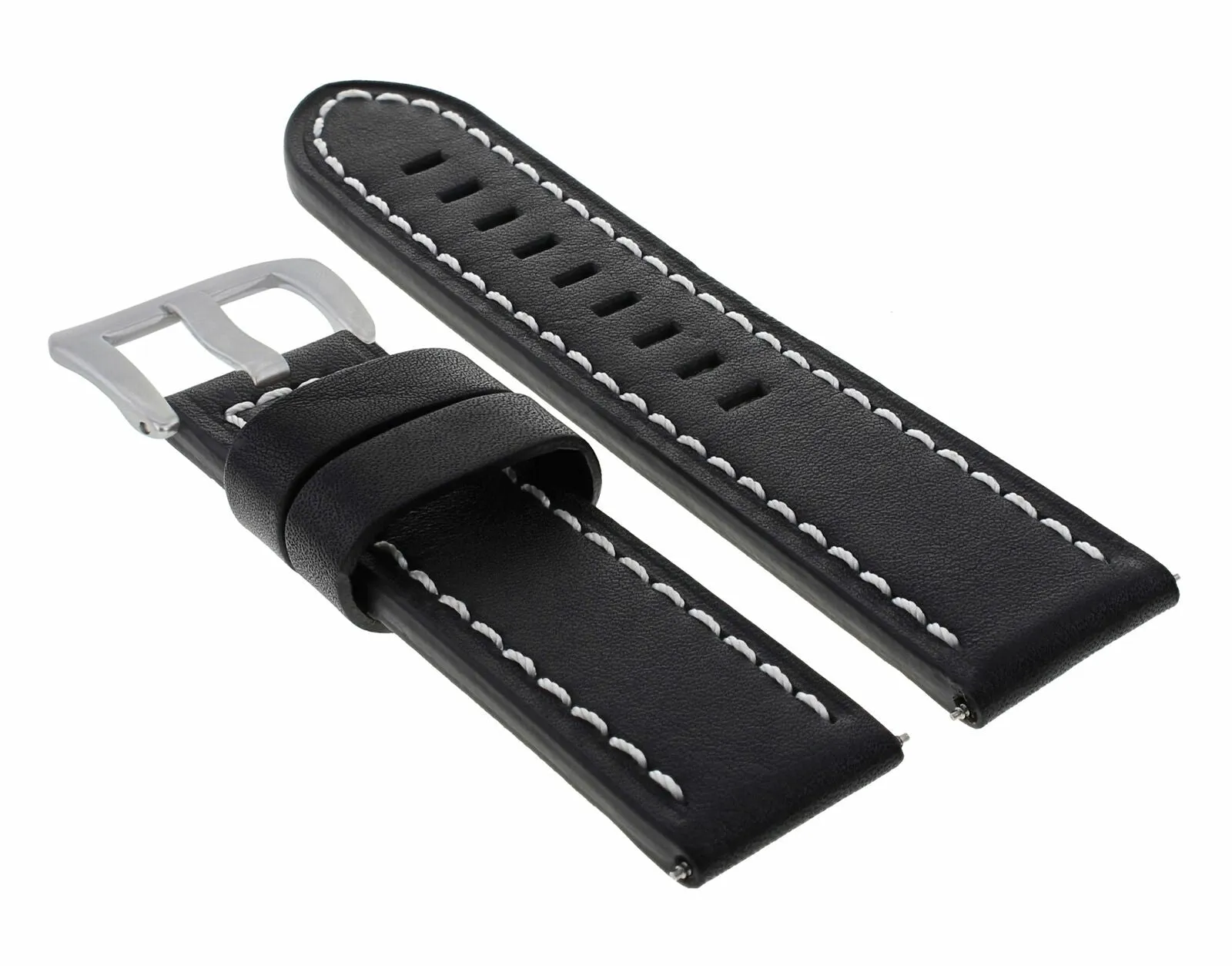 22MM LEATHER WATCH BAND STRAP FOR BREITLING NAVITIMER SUPER OCEAN BLACK WS LONG