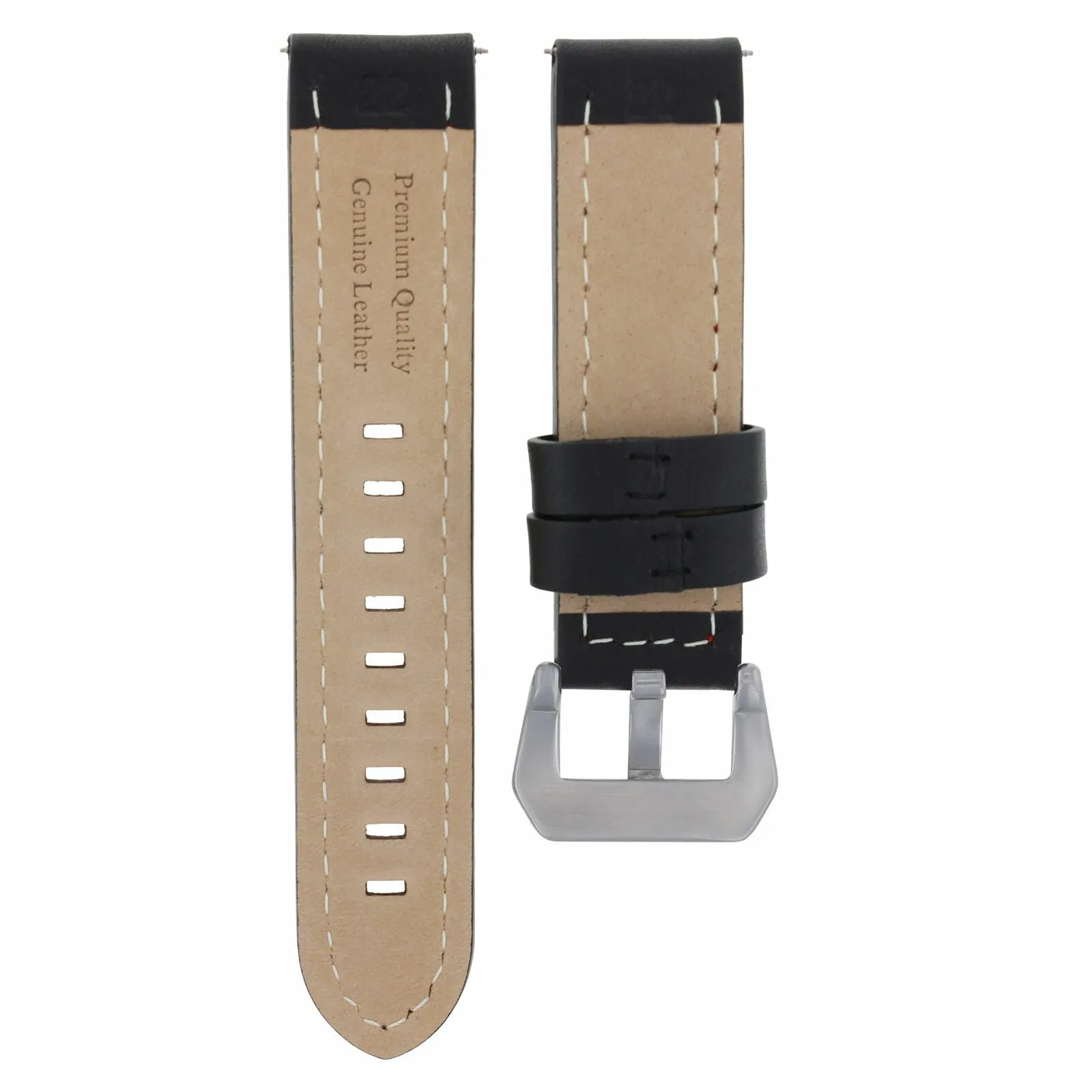 22MM LEATHER WATCH BAND STRAP FOR BREITLING NAVITIMER SUPER OCEAN BLACK WS LONG