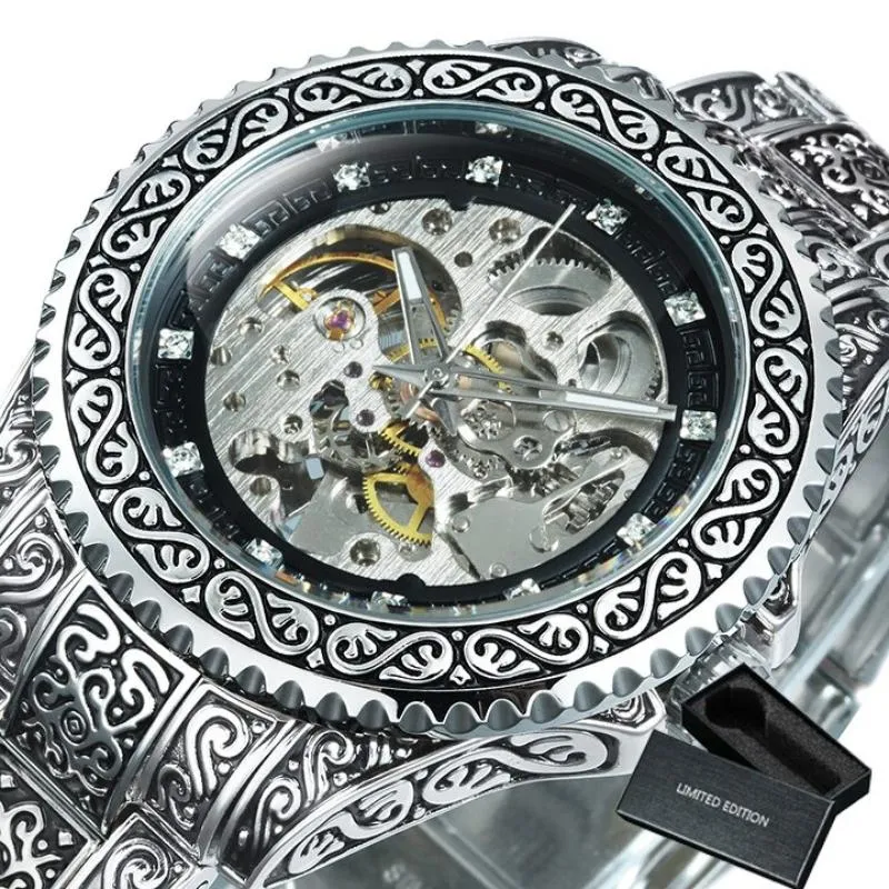 3D Vintage Royal Engraved Fashion Automatic Watches