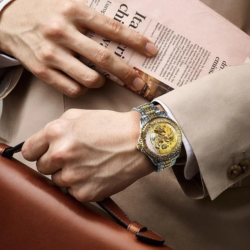 3D Vintage Royal Engraved Fashion Automatic Watches