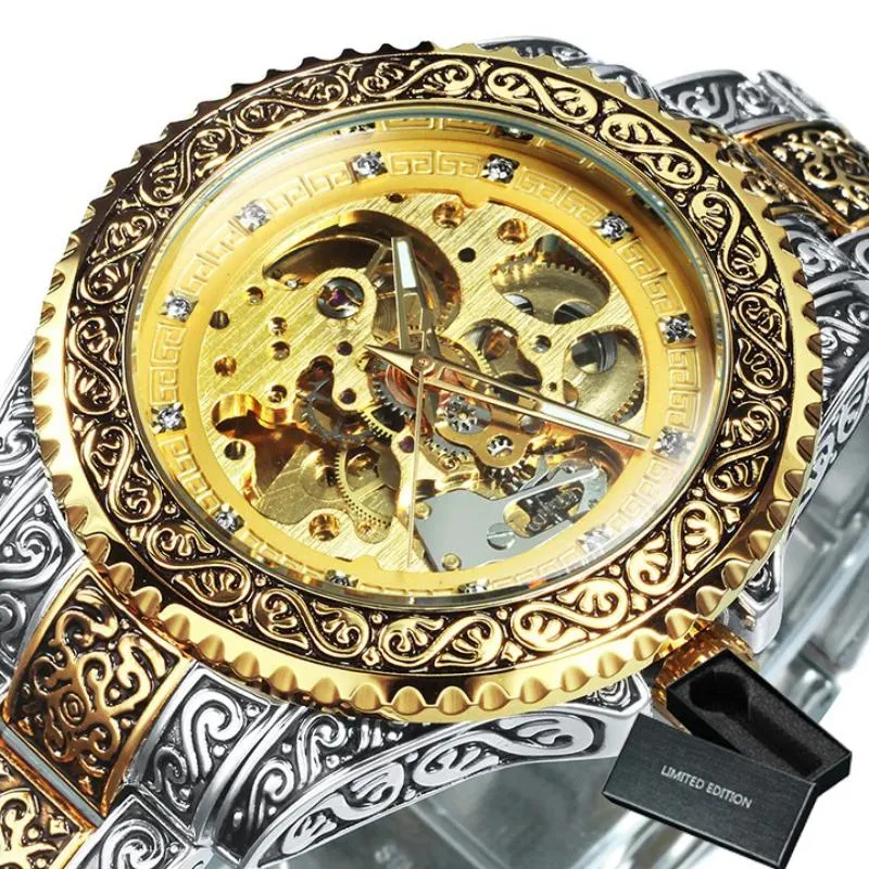 3D Vintage Royal Engraved Fashion Automatic Watches
