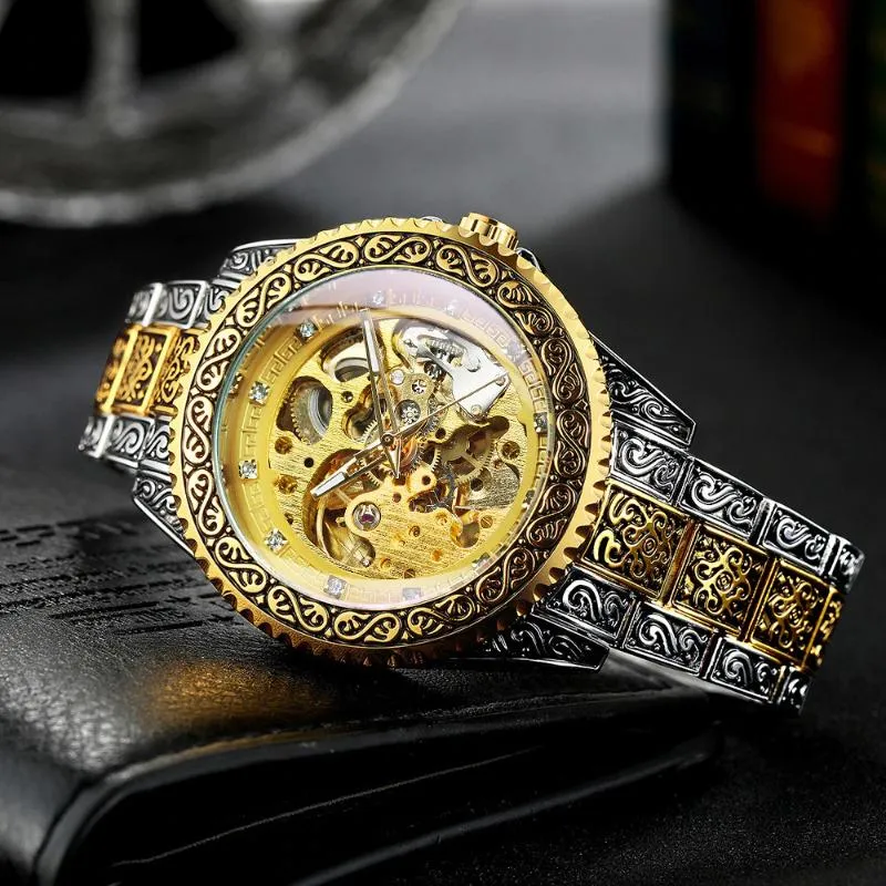3D Vintage Royal Engraved Fashion Automatic Watches