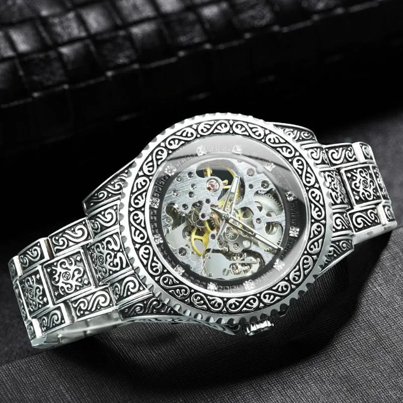 3D Vintage Royal Engraved Fashion Automatic Watches
