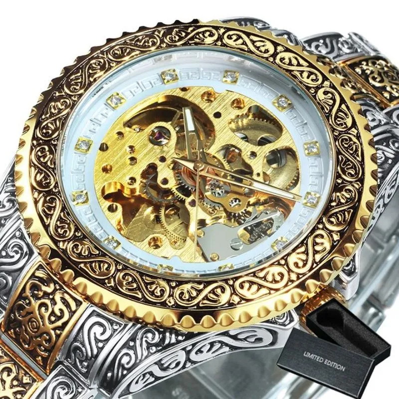 3D Vintage Royal Engraved Fashion Automatic Watches