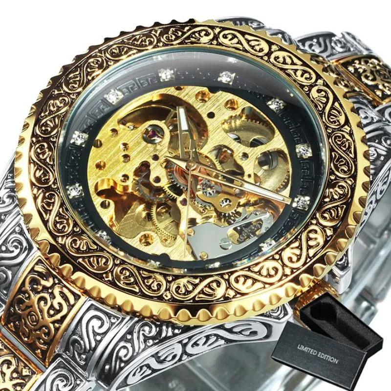 3D Vintage Royal Engraved Fashion Automatic Watches