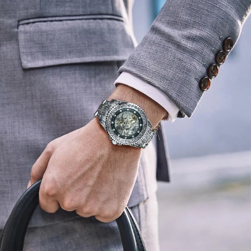 3D Vintage Royal Engraved Fashion Automatic Watches