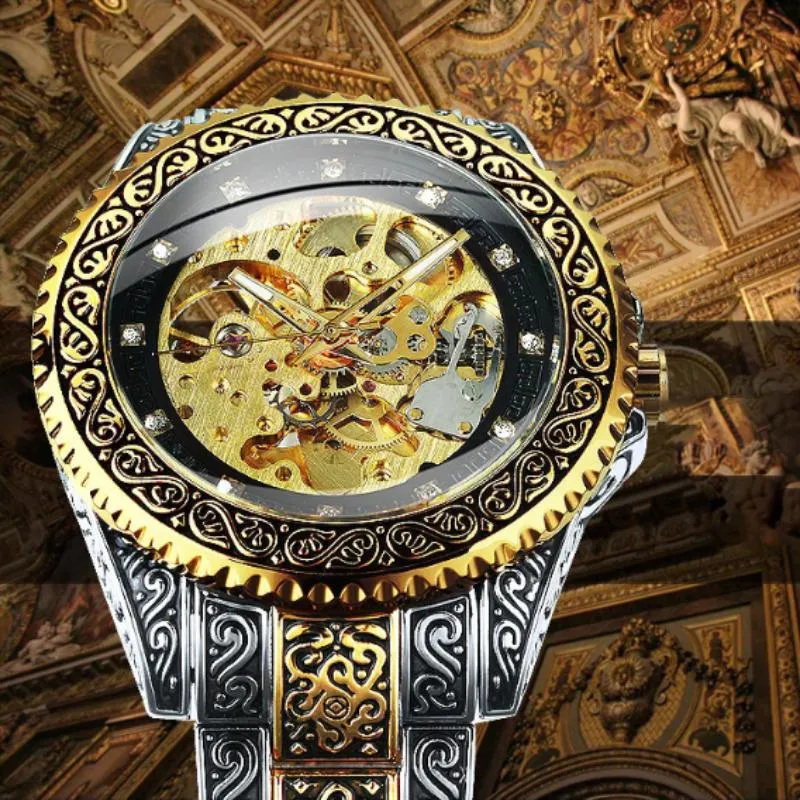 3D Vintage Royal Engraved Fashion Automatic Watches