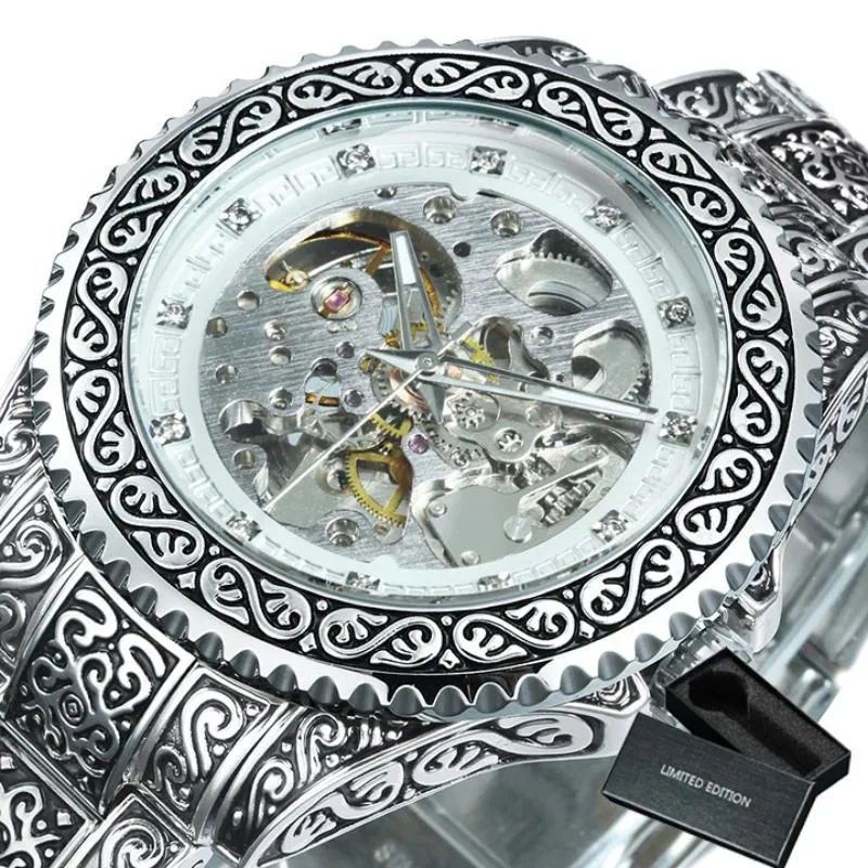 3D Vintage Royal Engraved Fashion Automatic Watches