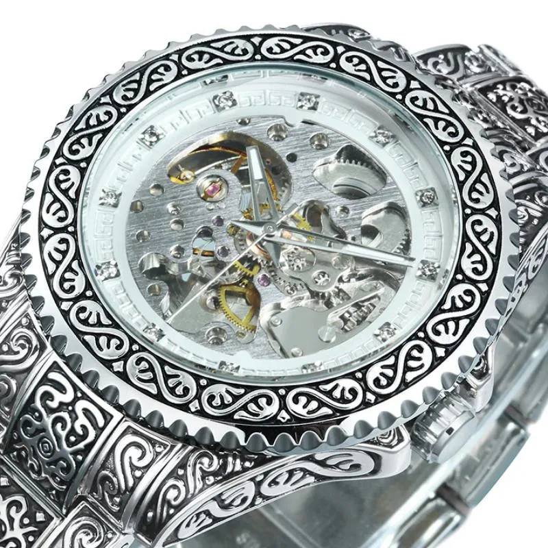3D Vintage Royal Engraved Fashion Automatic Watches