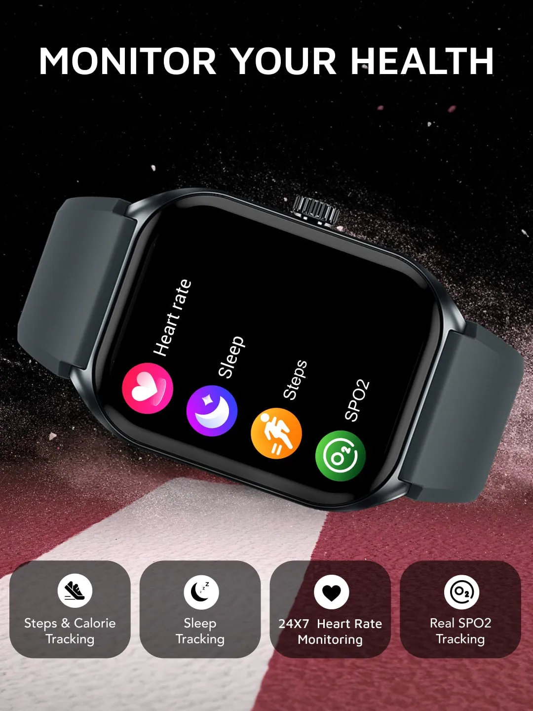Ace X1 2.04" Amoled Display,1000 NITS, Sleek & Premium Smartwatch (Charcoal Grey)