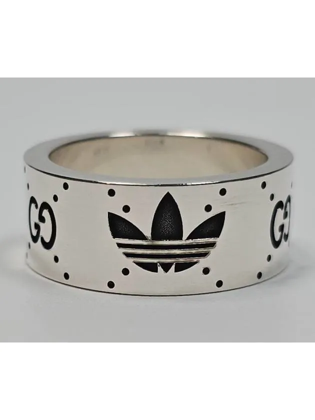 Adidas Trefoil GG logo engraved sterling wide ring No 17