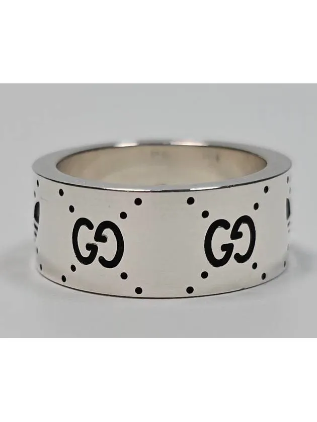 Adidas Trefoil GG logo engraved sterling wide ring No 17
