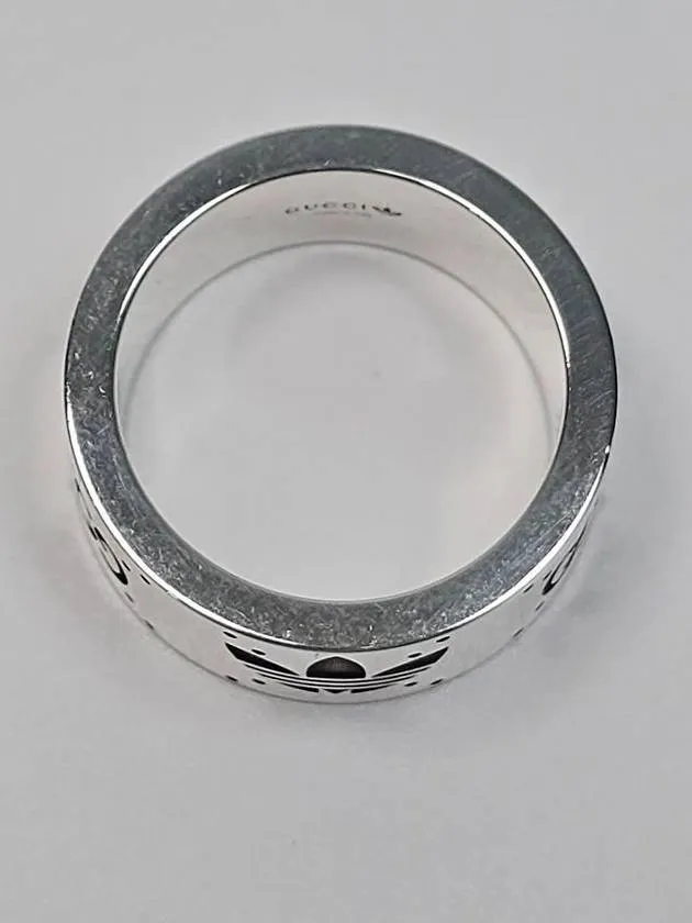 Adidas Trefoil GG logo engraved sterling wide ring No 17