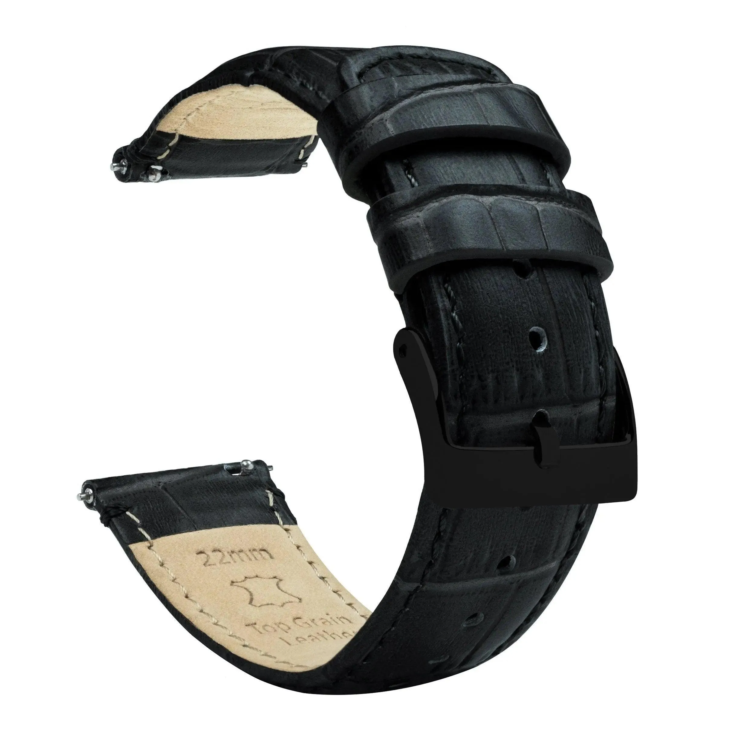 Amazfit Bip | Black Alligator Grain Leather by Barton Watch Bands
