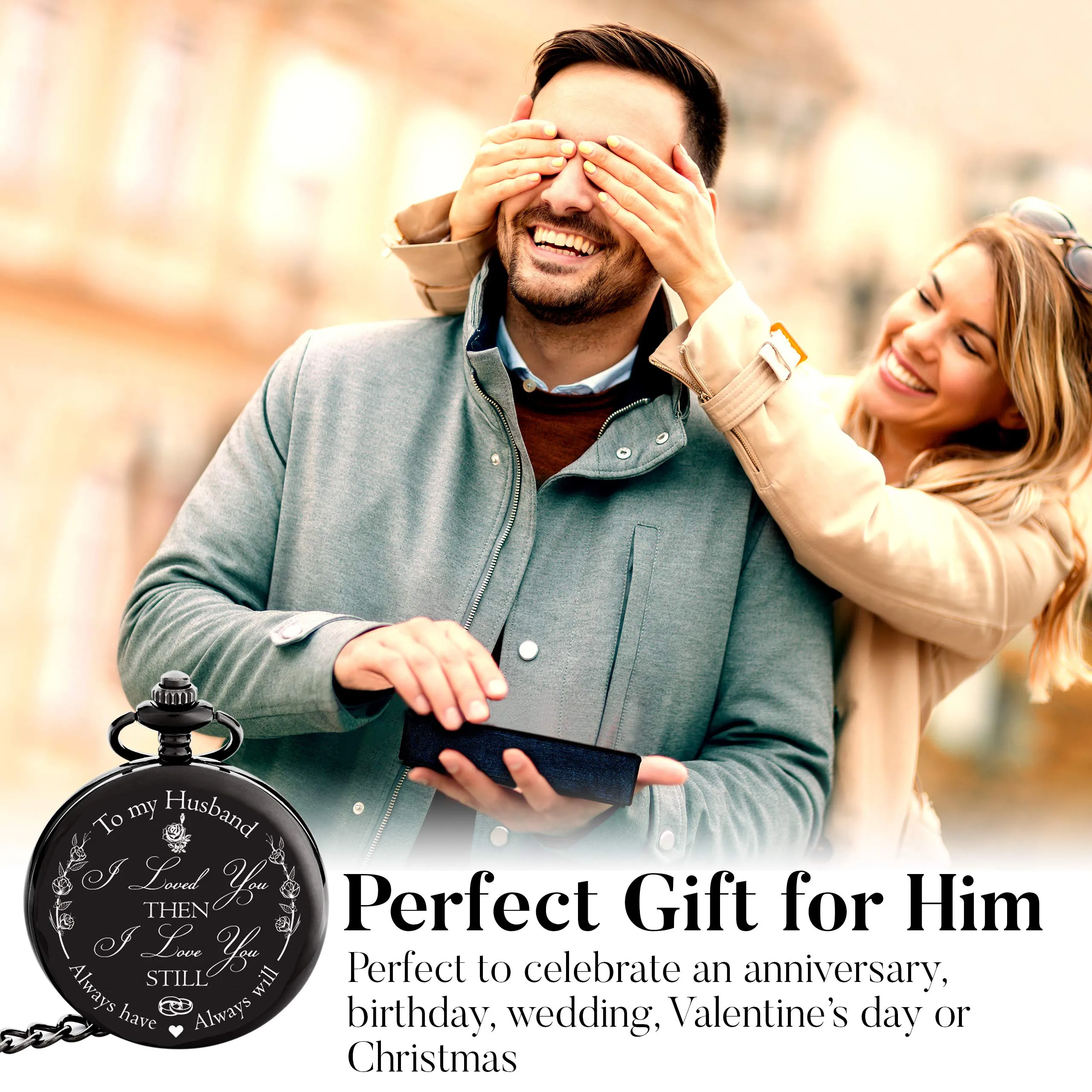 Anniversary Gift's for Him I Anniversary Gift' for Husband - Engraved ‘to My Husband’ Pocket Watch | I Love You Gift for Husband for Birthday I Valentines I Anniversary for Men