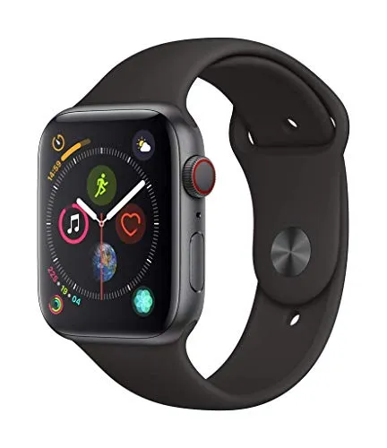 Apple Watch Series 4 44mm (GPS   Cellular) - Aluminiumgehäuse Space Grau Schwarz Sportarmband (Generalüberholt)