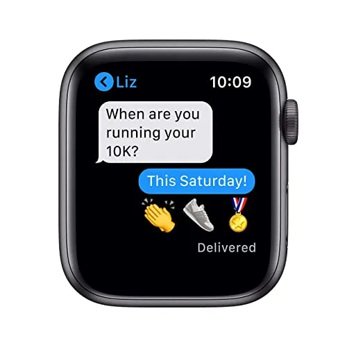 Apple Watch Series 6 (GPS, 44MM) Aluminiumgehäuse Space Grau Schwarz Sportarmband (Generalüberholt)