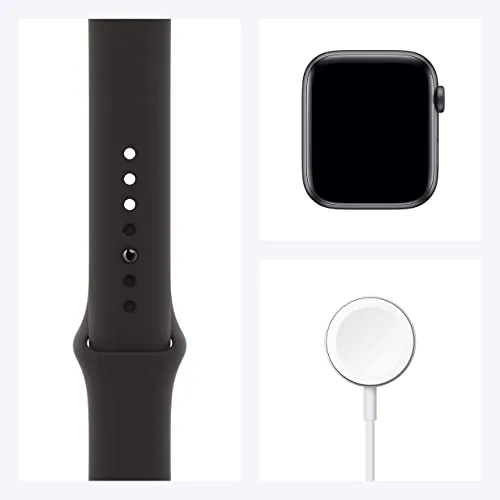 Apple Watch Series 6 (GPS, 44MM) Aluminiumgehäuse Space Grau Schwarz Sportarmband (Generalüberholt)