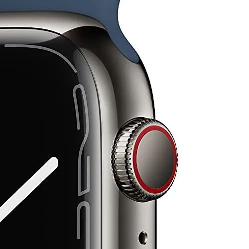 Apple Watch Series 7 [GPS   Cellular 45mm] Smart Watch w/Graphite Stainless Steel Case with Abyss Blue Sport Band. Fitness Tracker, Blood Oxygen & ECG Apps, Always-On Retina Display, Water Resistant