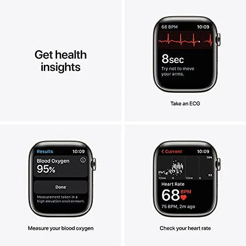 Apple Watch Series 7 [GPS   Cellular 45mm] Smart Watch w/Graphite Stainless Steel Case with Abyss Blue Sport Band. Fitness Tracker, Blood Oxygen & ECG Apps, Always-On Retina Display, Water Resistant