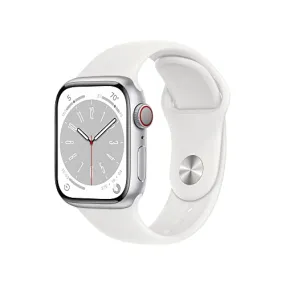 Apple Watch Series 8 [GPS   Cellular 41mm] Smart Watch w/Silver Aluminum Case with White Sport Band - S/M. Fitness Tracker, Blood Oxygen & ECG Apps, Always-On Retina Display, Water Resistant