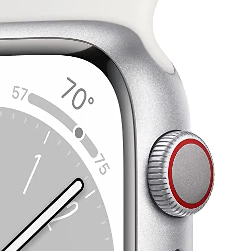 Apple Watch Series 8 [GPS   Cellular 41mm] Smart Watch w/Silver Aluminum Case with White Sport Band - S/M. Fitness Tracker, Blood Oxygen & ECG Apps, Always-On Retina Display, Water Resistant
