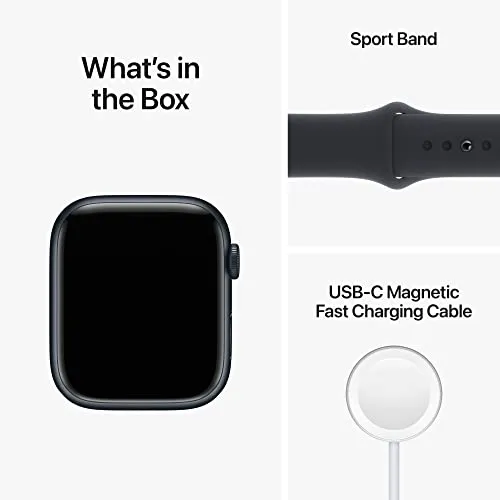 Apple Watch Series 8 [GPS   Cellular 45mm] Smart Watch w/Midnight Aluminum Case with Midnight Sport Band - S/M. Fitness Tracker, Blood Oxygen & ECG Apps, Always-On Retina Display, Water Resistant