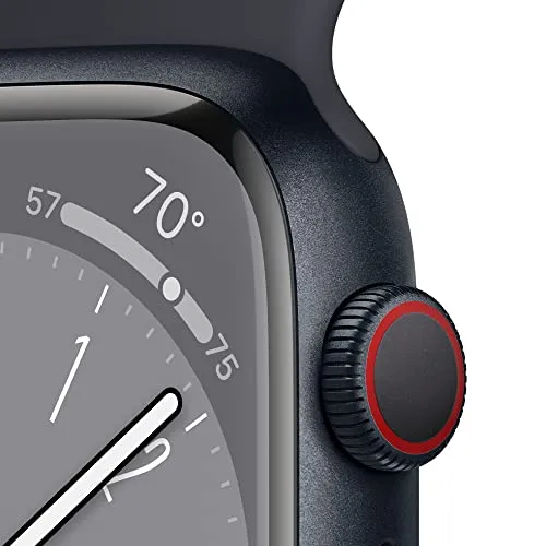 Apple Watch Series 8 [GPS   Cellular 45mm] Smart Watch w/Midnight Aluminum Case with Midnight Sport Band - S/M. Fitness Tracker, Blood Oxygen & ECG Apps, Always-On Retina Display, Water Resistant