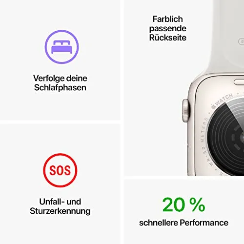 Apple Watch SE (2. Generation) (GPS, 40mm) Smartwatch - Aluminiumgehäuse Silber, Sportarmband Weiß - Regular. Fitness-und Schlaftracker, Unfallerkennung, Herzfrequenzmesser, Wasserschutz