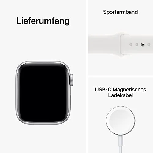 Apple Watch SE (2. Generation) (GPS   Cellular, 40mm) Smartwatch - Aluminiumgehäuse Silber, Sportarmband Weiß - Regular. Fitness-und Schlaftracker, Unfallerkennung, Herzfrequenzmesser