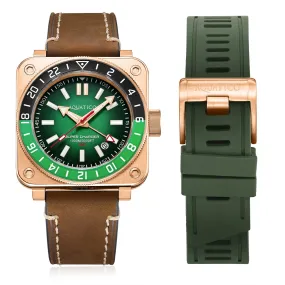 Aquatico Super Charger GMT Watch (Green Dial Green and Black Bezel)