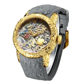 Biden 0129-2 3D Engraved Dragon Dial Quartz Watch