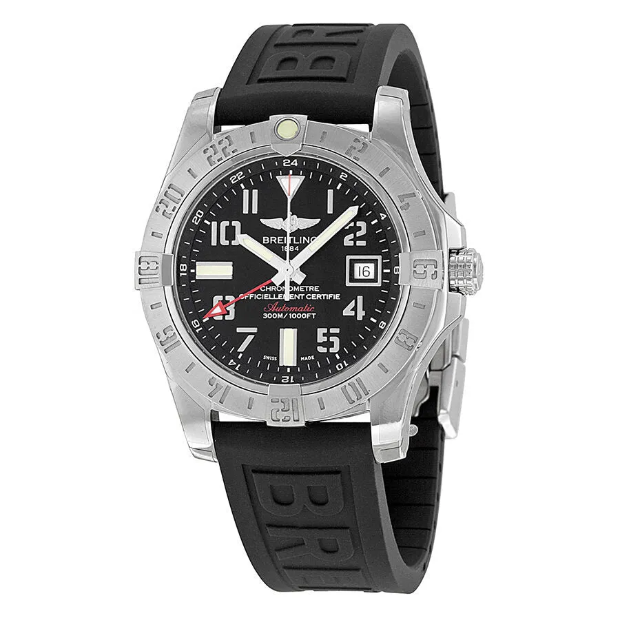 Breitling Avenger II GMT Black Dial Black Rubber Automatic Men's Watch A3239011-BC34BKPD3 A3239011-BC34-153S-A20D.2
