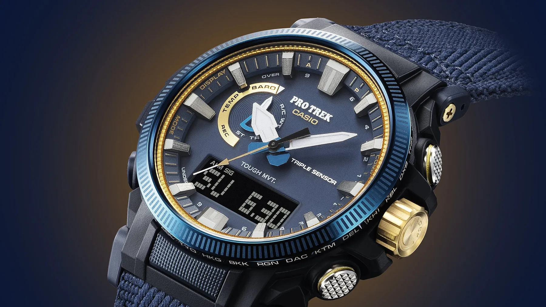 Casio Protrek Vintage Solar Leather Blue Dial Watch PRW61SS-2D