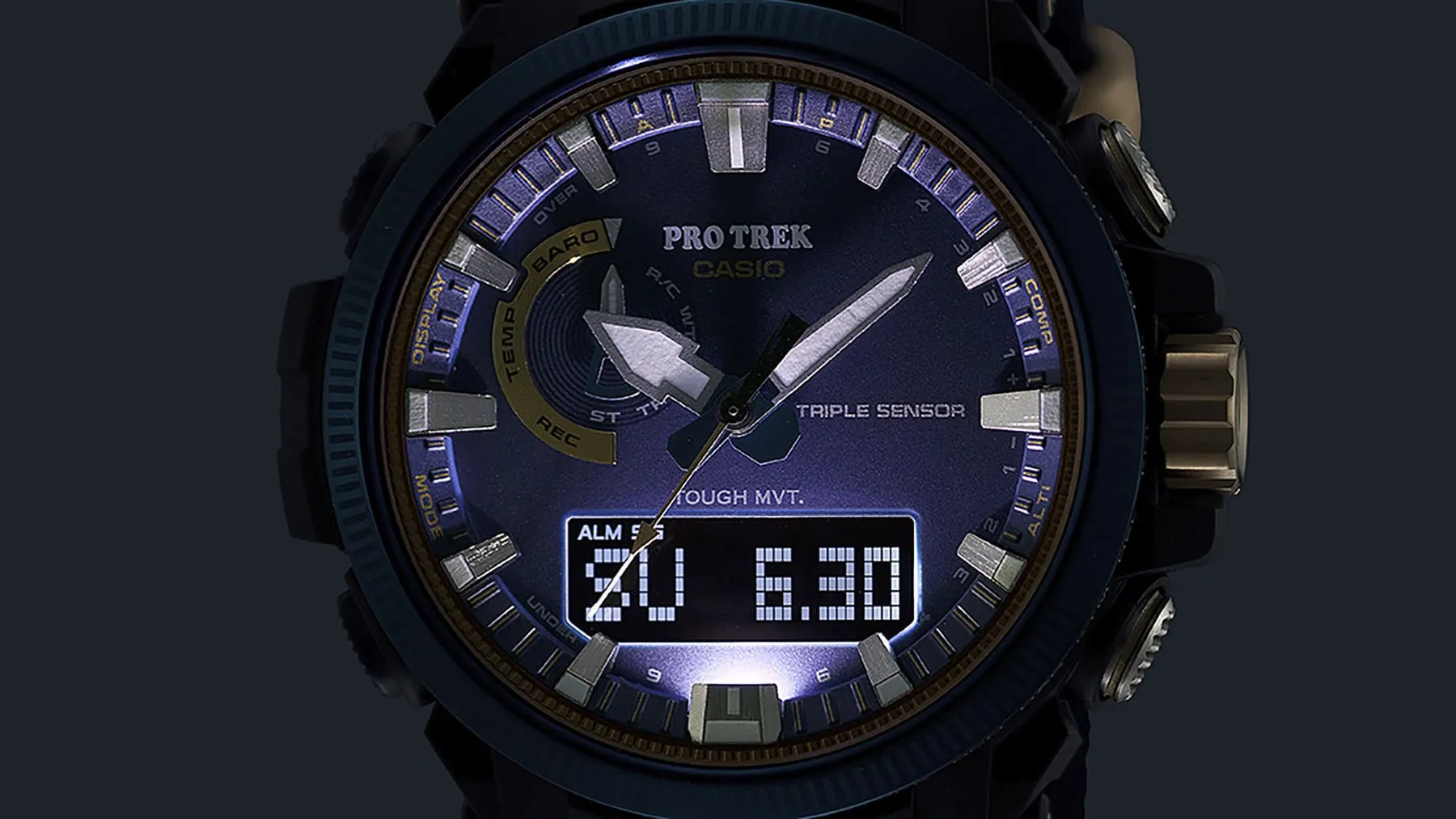 Casio Protrek Vintage Solar Leather Blue Dial Watch PRW61SS-2D