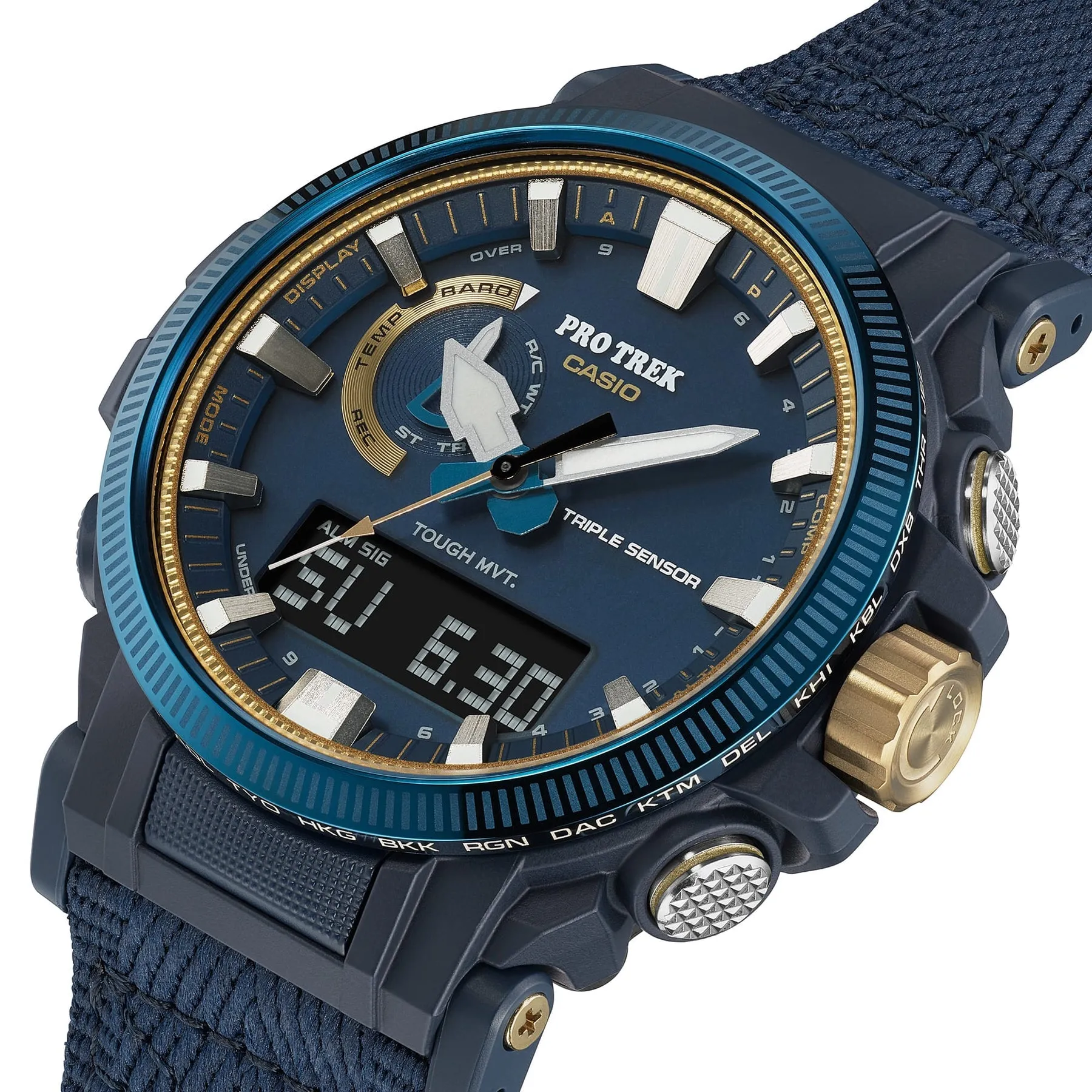 Casio Protrek Vintage Solar Leather Blue Dial Watch PRW61SS-2D