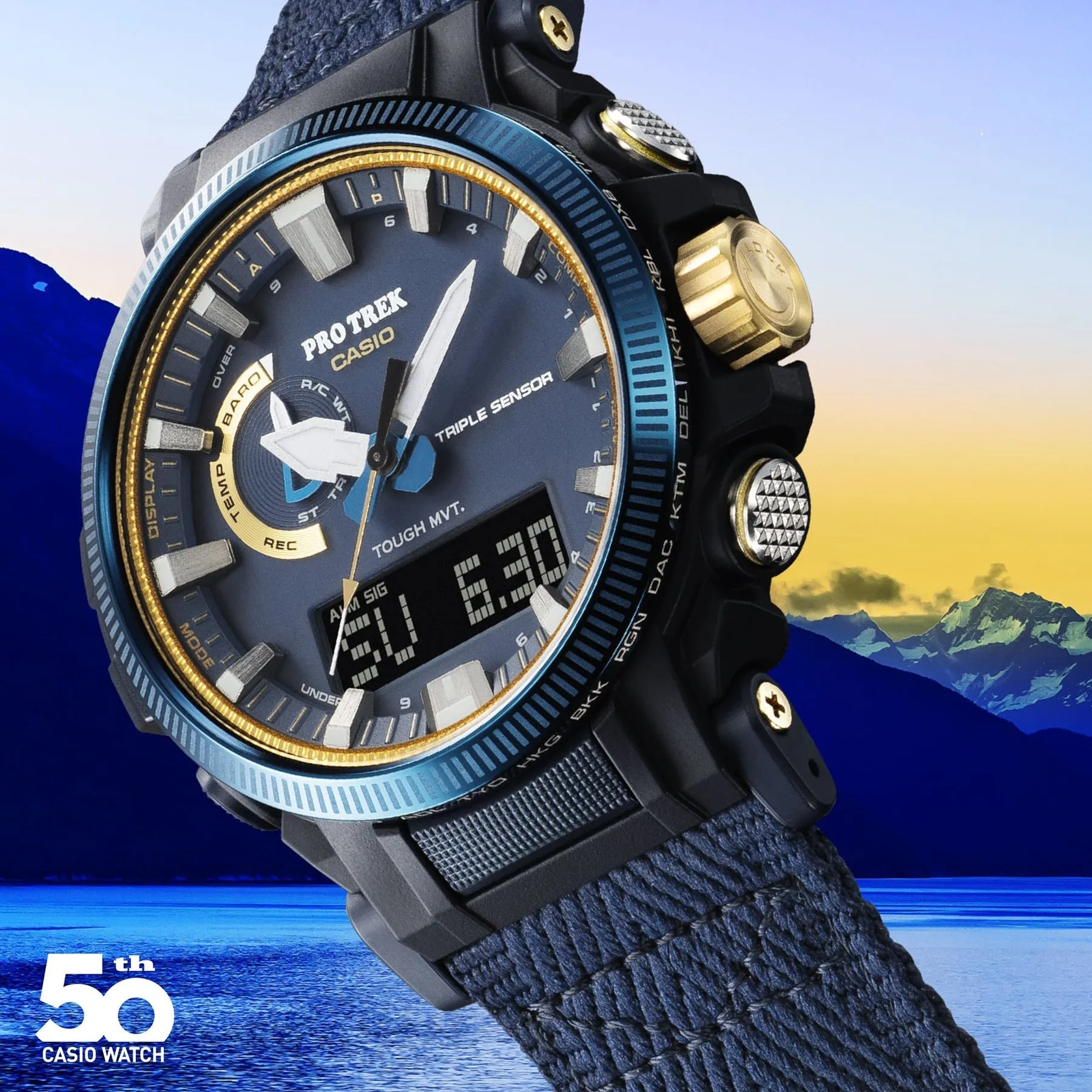 Casio Protrek Vintage Solar Leather Blue Dial Watch PRW61SS-2D