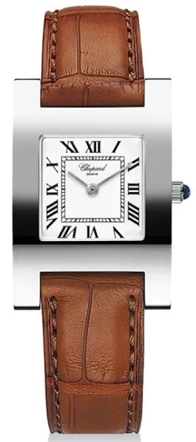 Chopard Your Hour White Dial 18k White Gold Brown Leather Ladies Watch 127405-1001