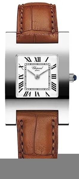 Chopard Your Hour White Dial 18k White Gold Brown Leather Ladies Watch 127405-1001
