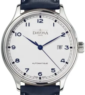 Classic Vegan Automatic Swiss-Made White Navy Blue Executive Watch 16145615v