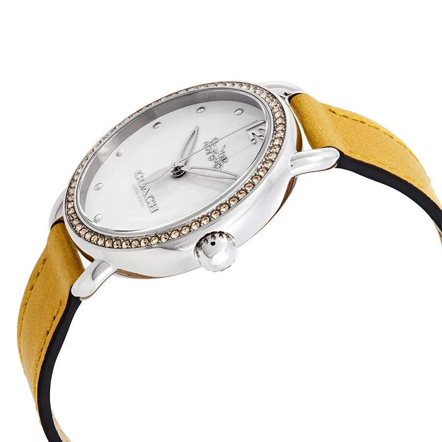 Coach Delancey Crystal White Dial Yellow Leather Ladies Watch 14502882