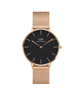 Daniel Wellington Petite 36 Melrose Rose Gold & Black Watch