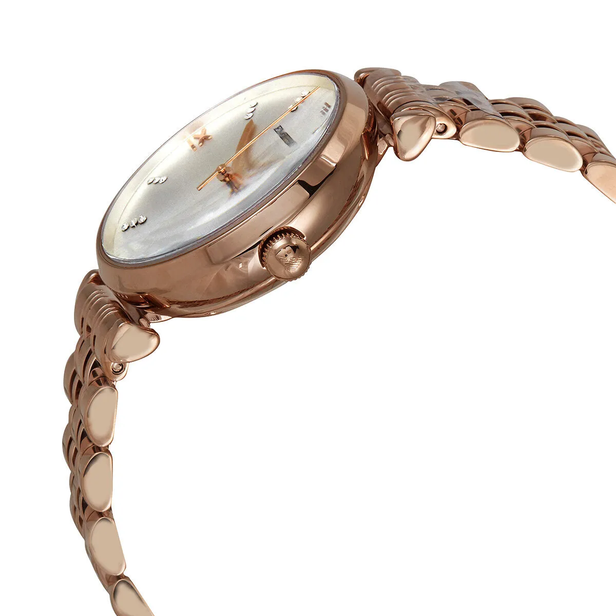 Emporio Armani Automatic Crystal Silver Dial Ladies Watch AR60023