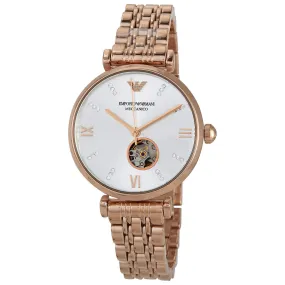 Emporio Armani Automatic Crystal Silver Dial Ladies Watch AR60023
