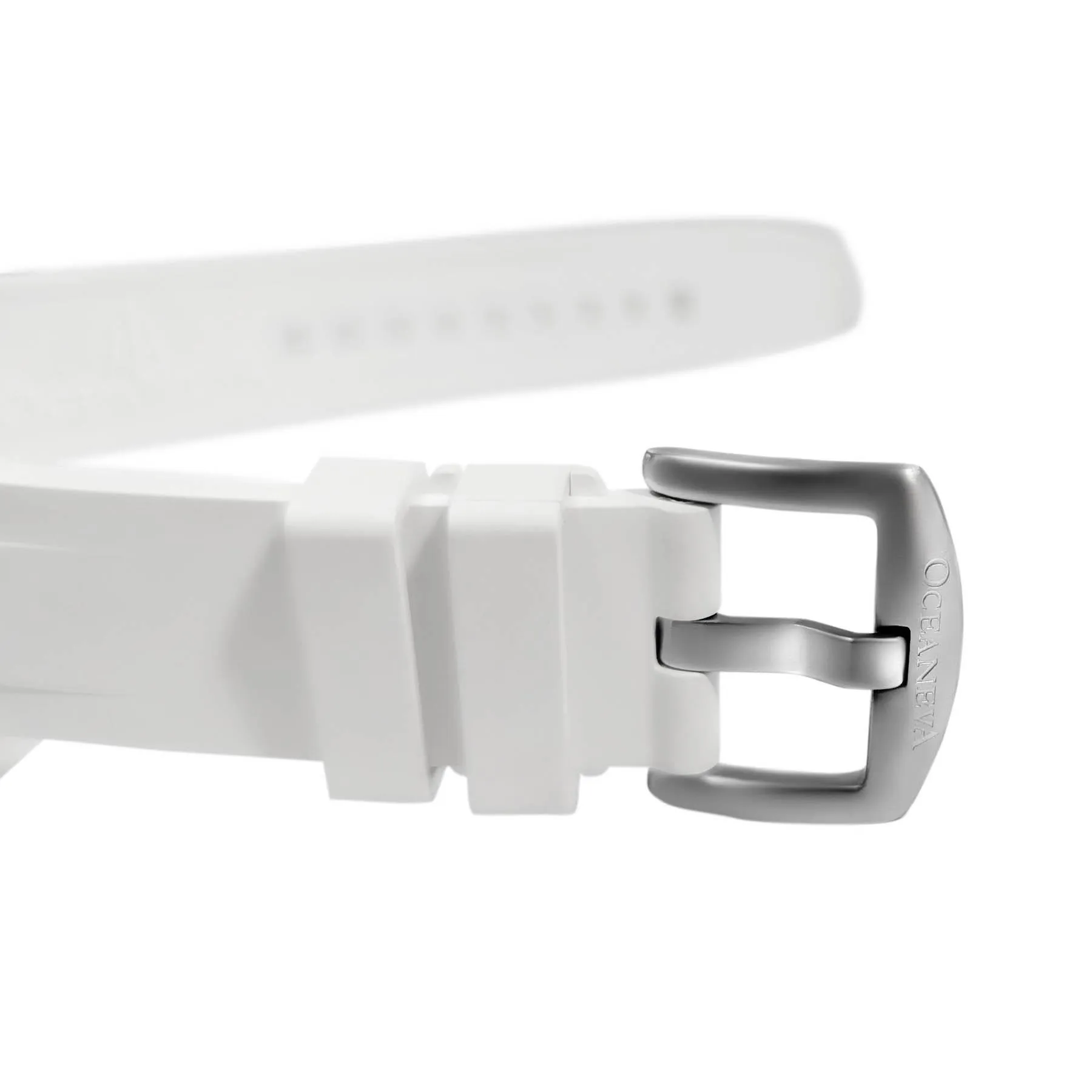 FKM White Rubber Strap - POLISHED Steel Buckle