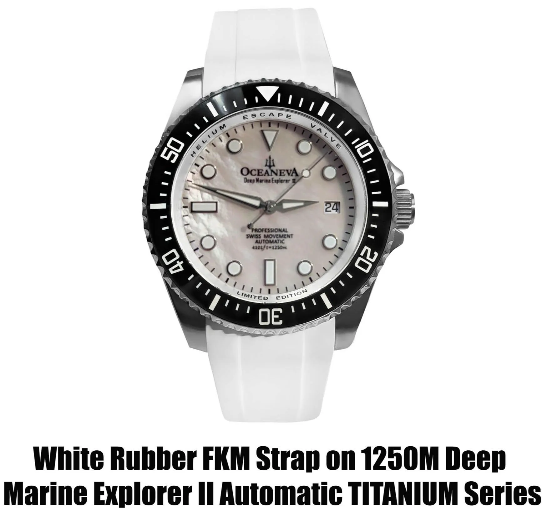 FKM White Rubber Strap - POLISHED Steel Buckle