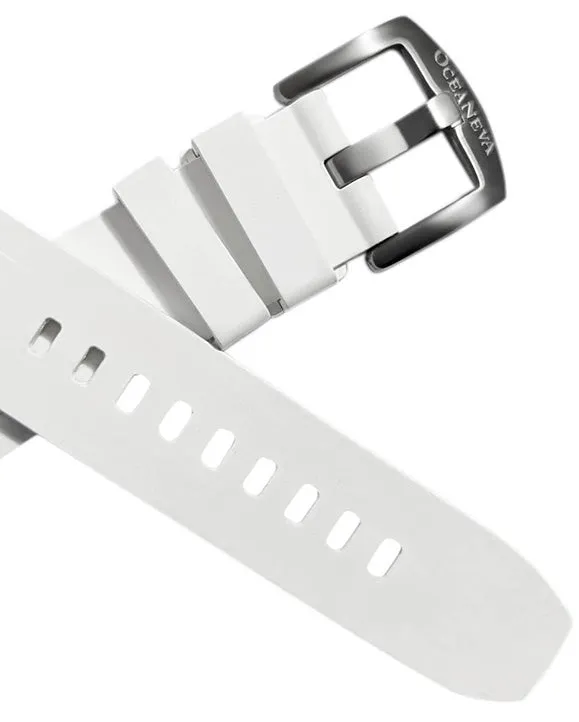 FKM White Rubber Strap - POLISHED Steel Buckle
